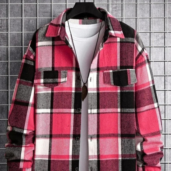 Pink And White Mens Overcoat